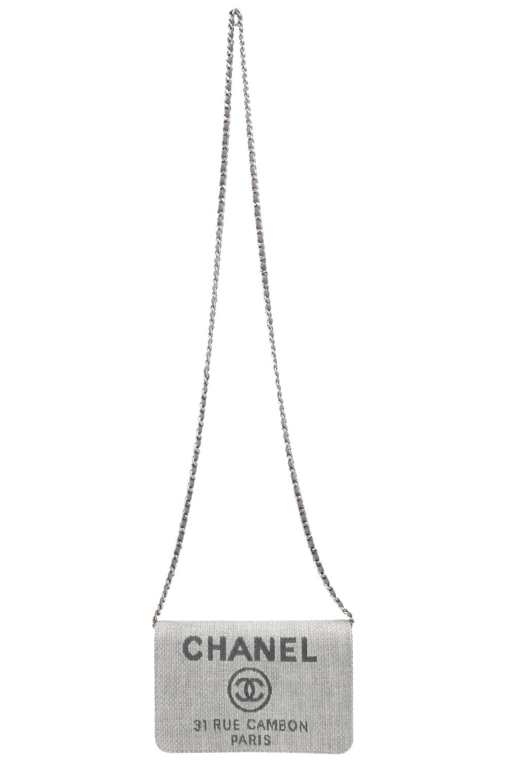 CHANEL Deauville WOC Canvas Leather Grey