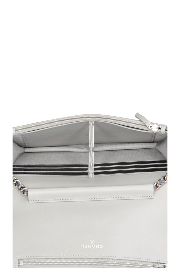 CHANEL Deauville WOC Canvas Leather Grey