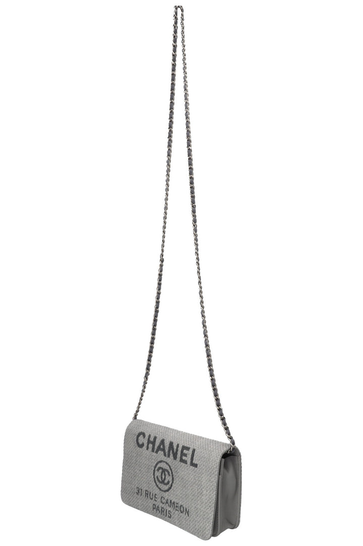 CHANEL Deauville WOC Canvas Leather Grey