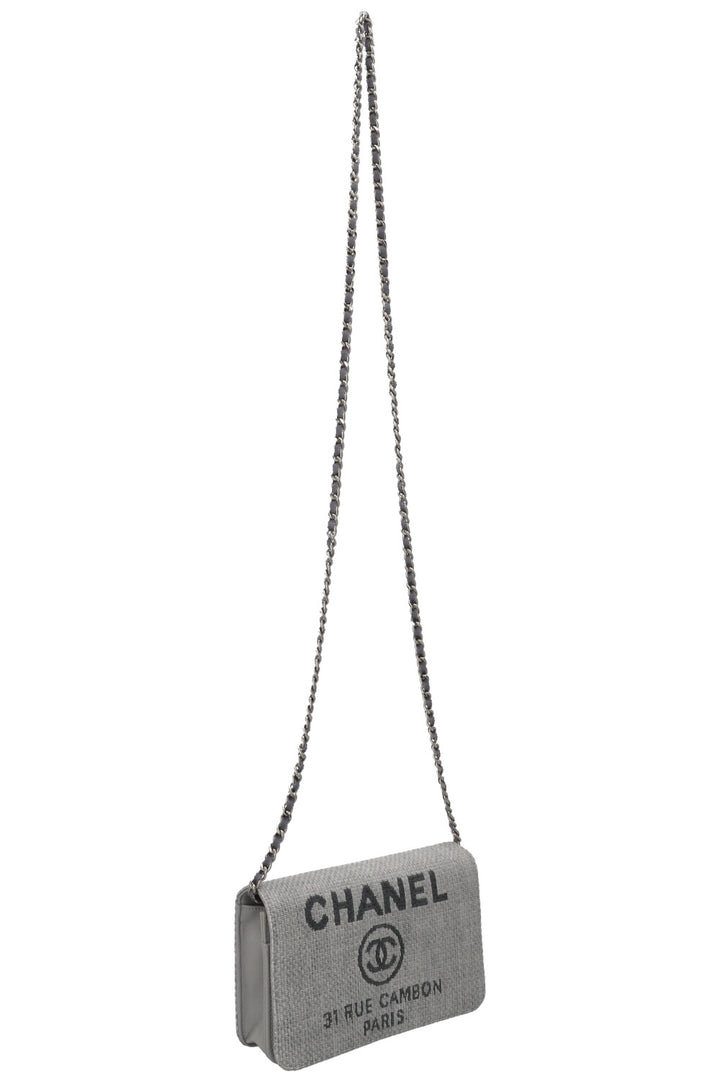 CHANEL Deauville WOC Canvas Leather Grey