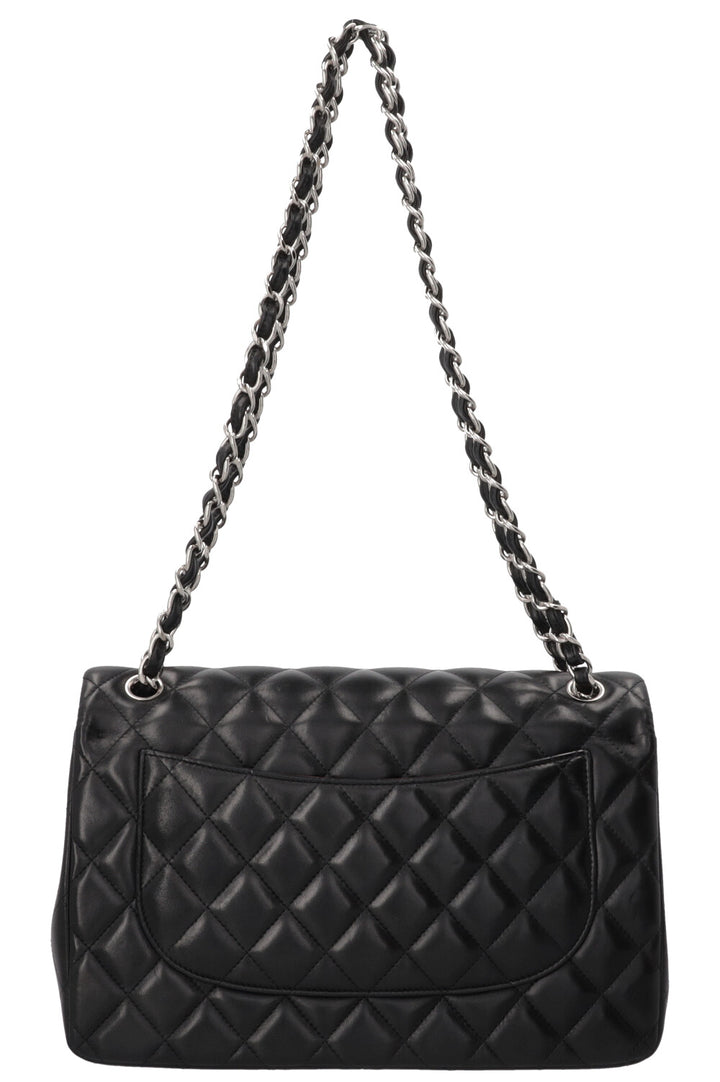 CHANEL Double Flap Bag Grand Modèle Cuir d'Agneau Noir
