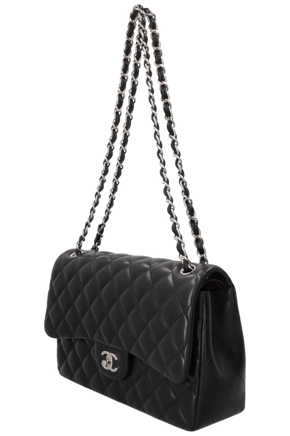 CHANEL Double Flap Bag Grand Modèle Cuir d'Agneau Noir