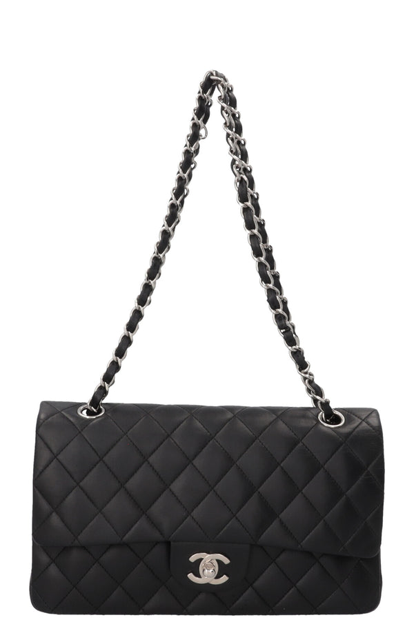 CHANEL Sac à rabat double Medium Cuir Noir