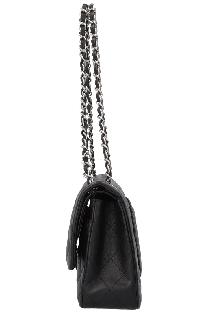 CHANEL Sac à rabat double Medium Cuir Noir