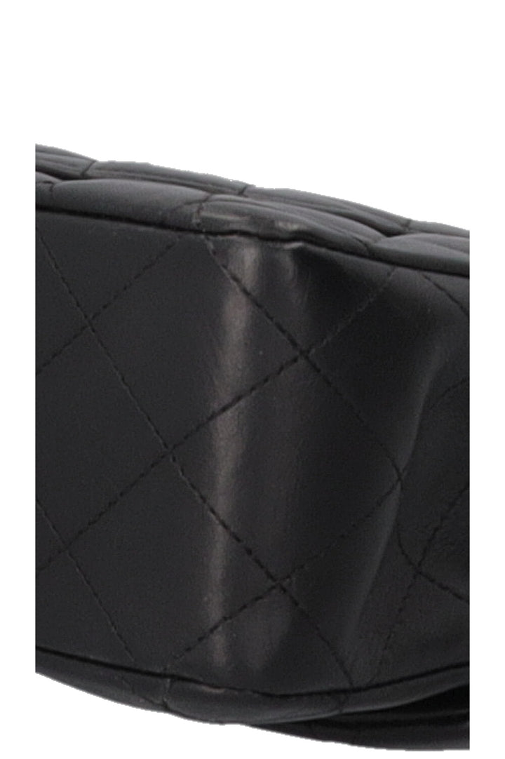 CHANEL Sac à rabat double Medium Cuir Noir