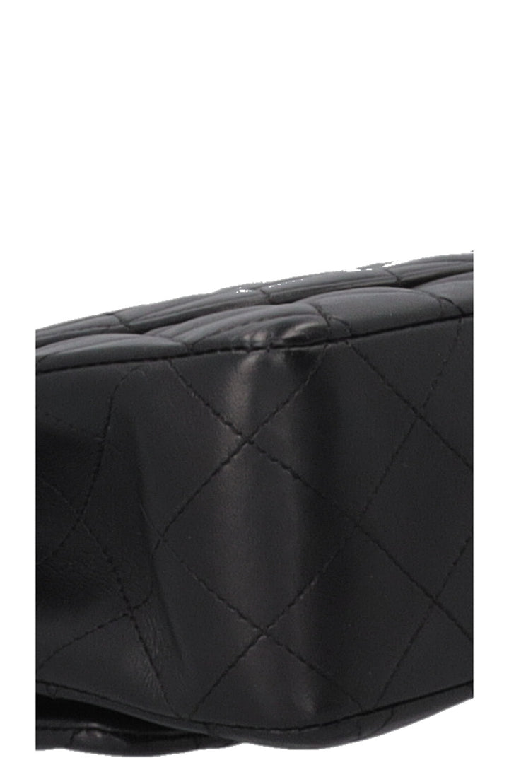 CHANEL Sac à rabat double Medium Cuir Noir
