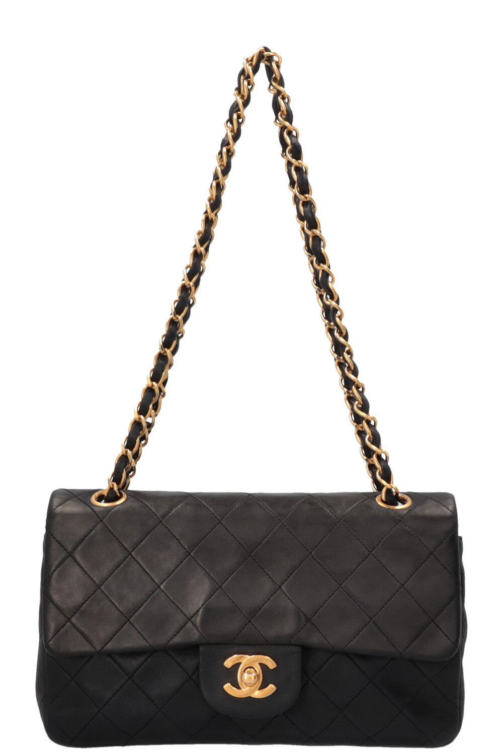 CHANEL Vintage Double Flap Small Leather Black