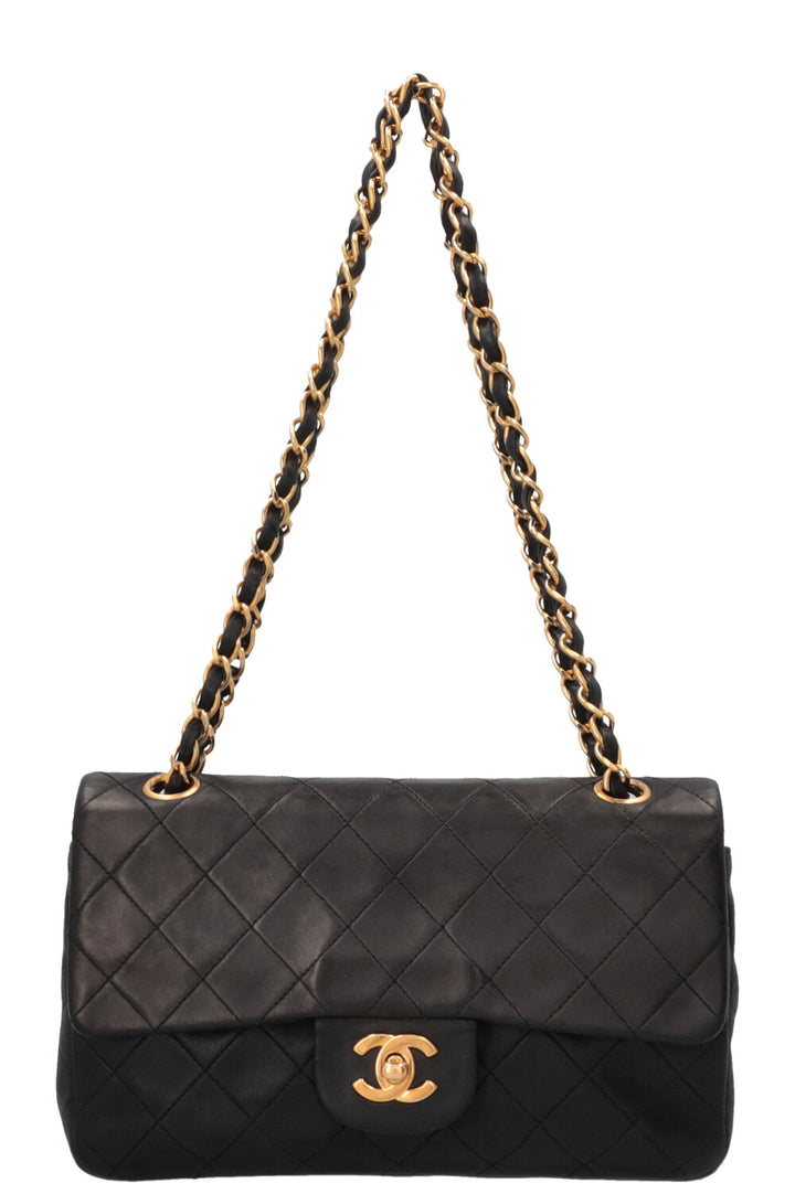 CHANEL Vintage Double Flap Small Leather Black