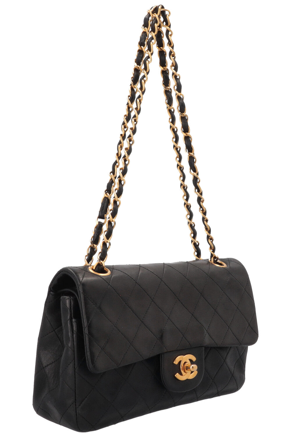 CHANEL Vintage Double Flap Small Leather Black