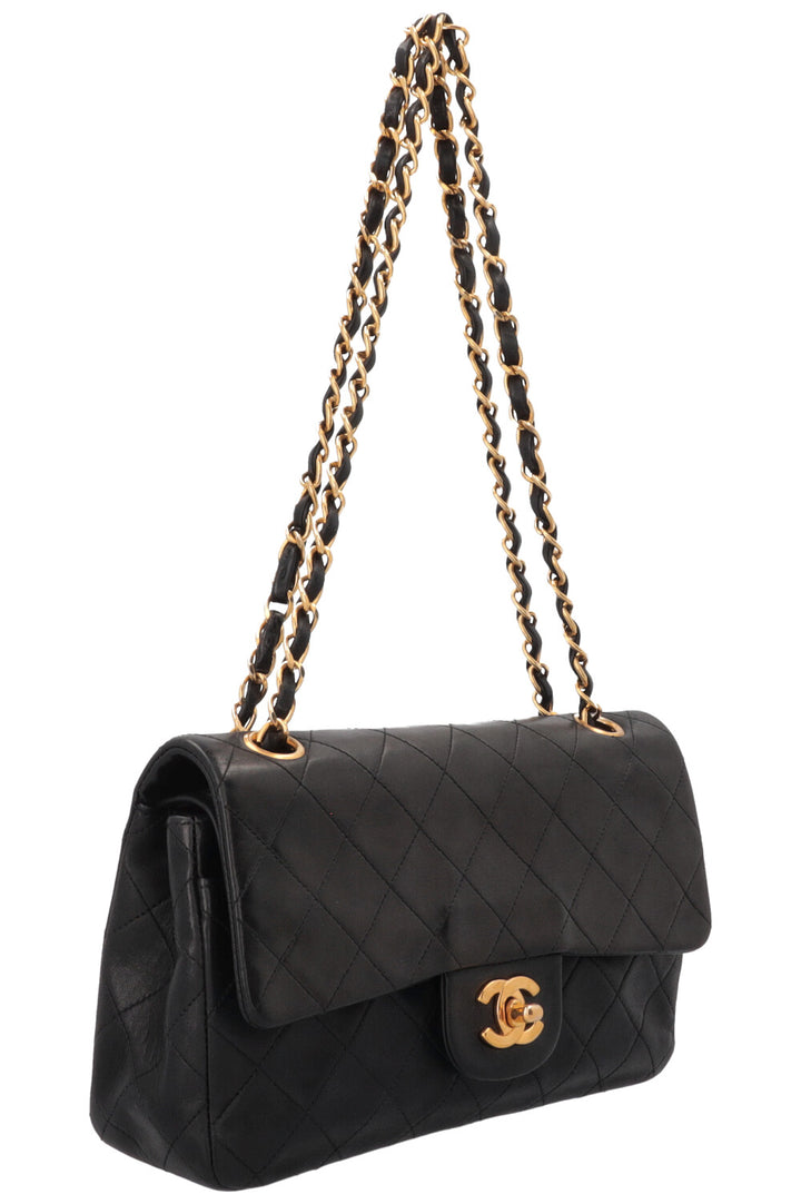 CHANEL Vintage Double Flap Small Leather Black