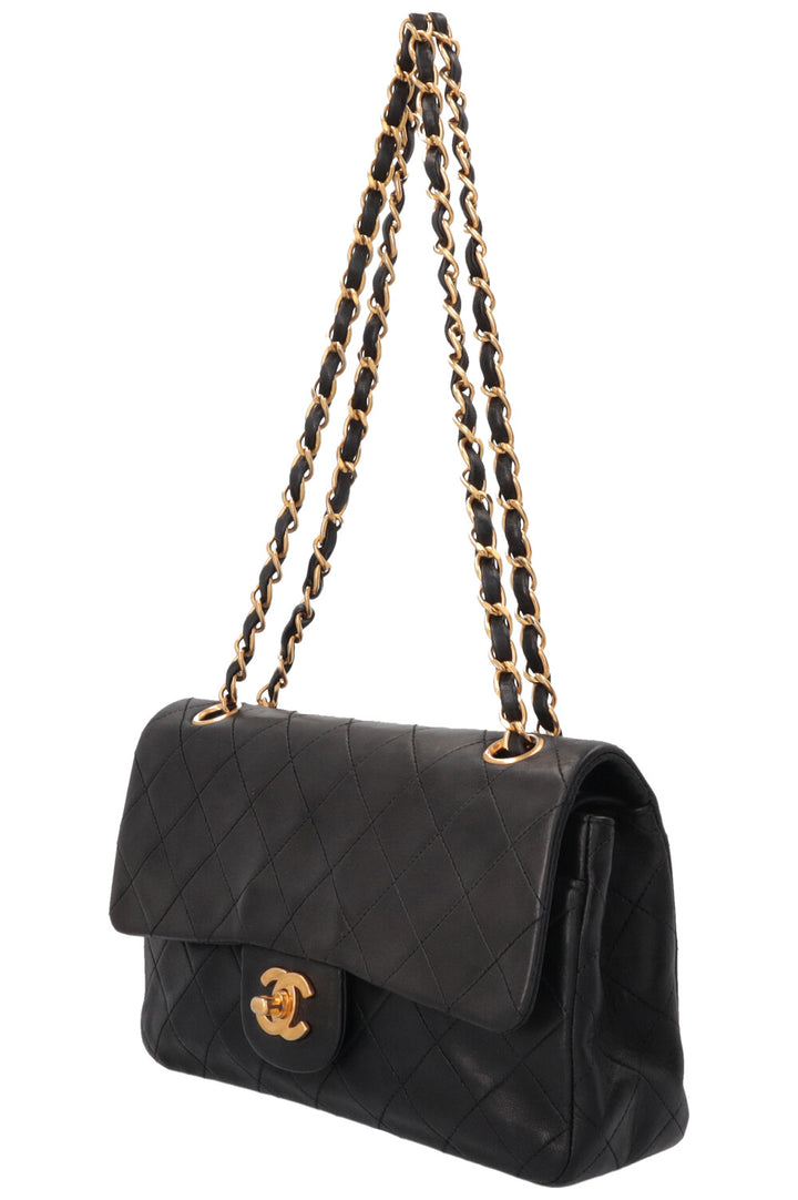CHANEL Vintage Double Flap Small Leather Black