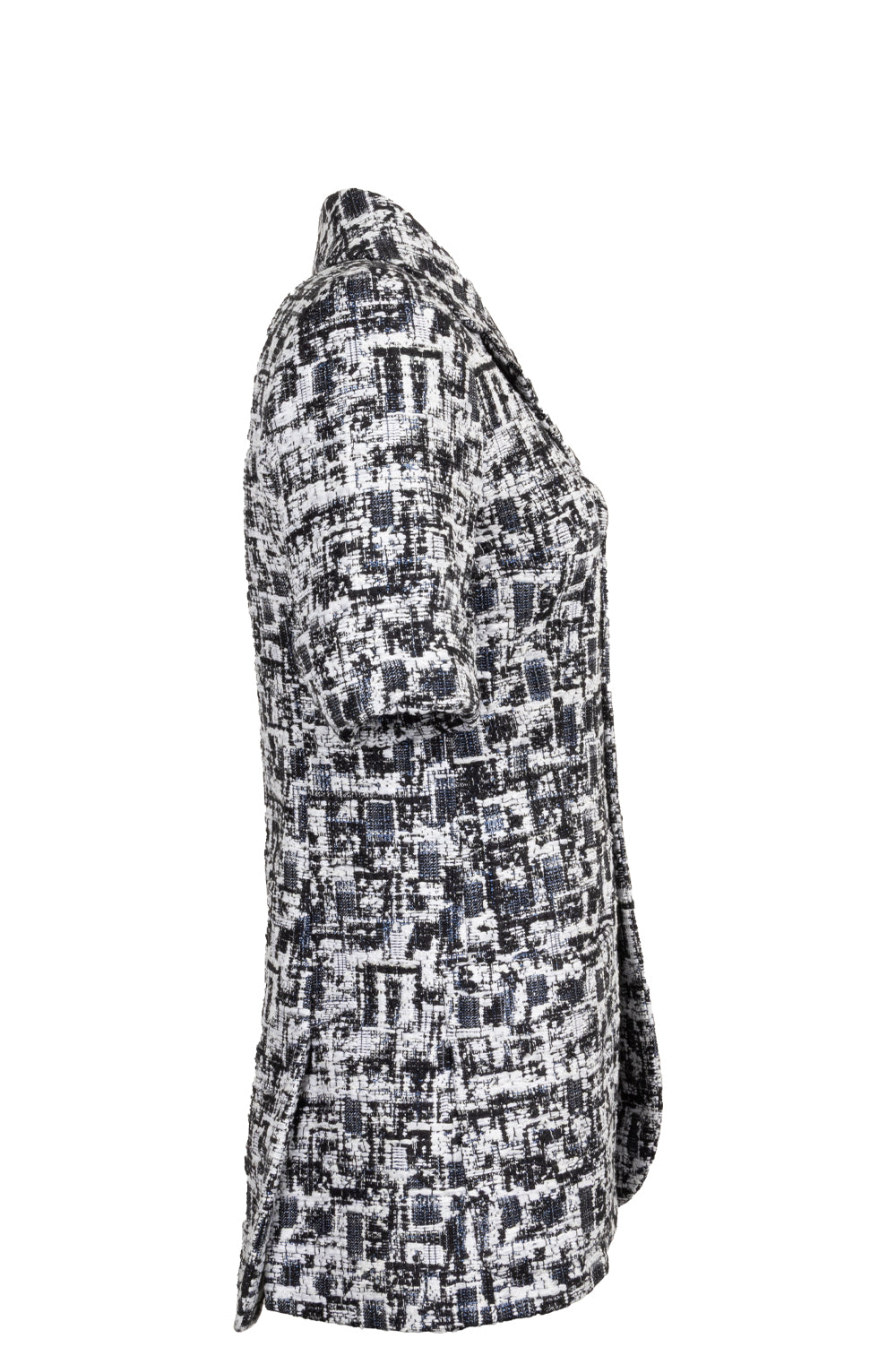 CHANEL Short Sleeve Tweed Jacket Black White