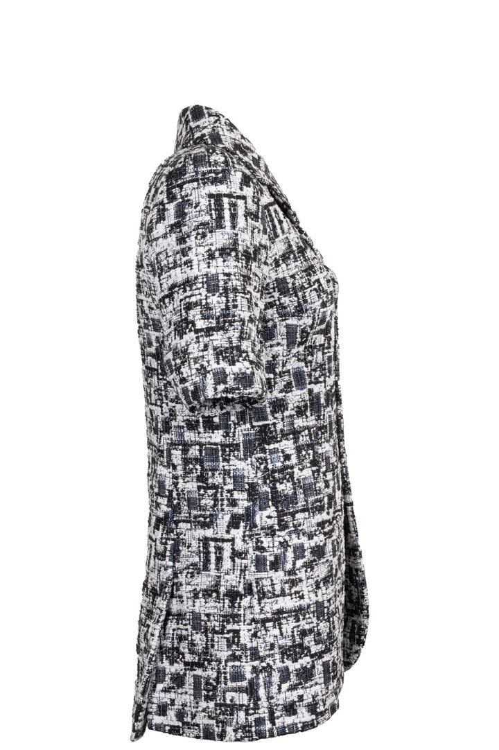 CHANEL Short Sleeve Tweed Jacket Black White