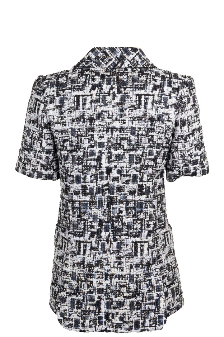 CHANEL Short Sleeve Tweed Jacket Black White