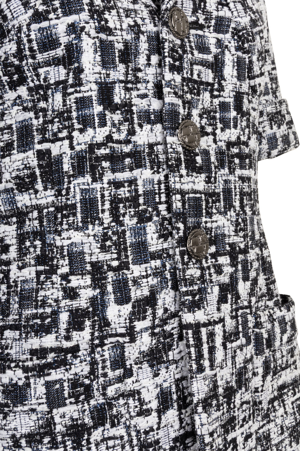 CHANEL Short Sleeve Tweed Jacket Black White