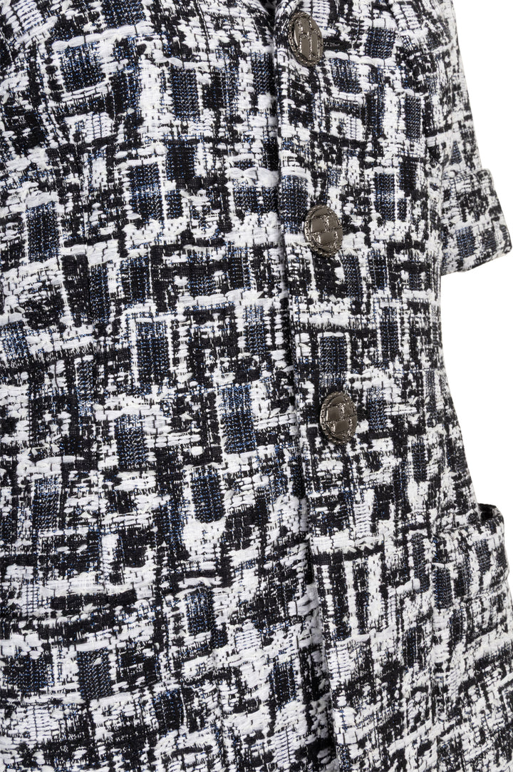 CHANEL Short Sleeve Tweed Jacket Black White