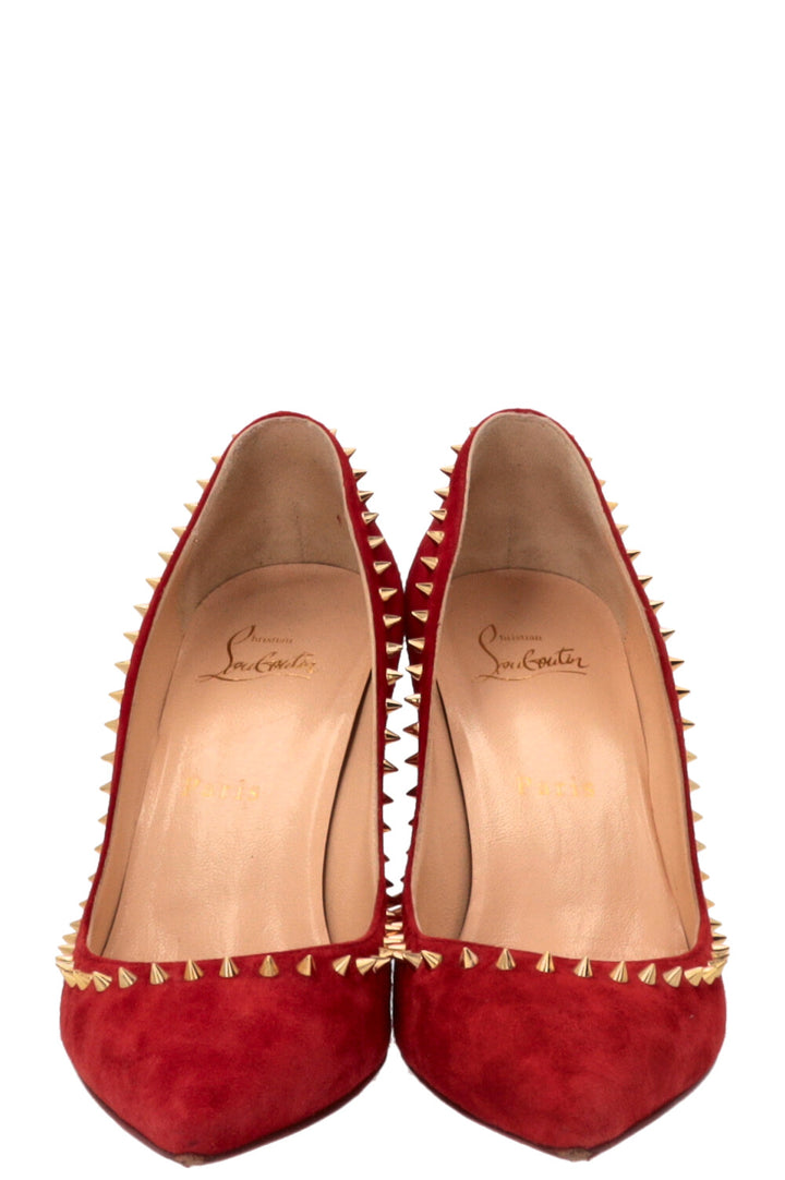 CHRISTIAN LOUBOUTIN Anjalina Spike Pumps Suede Red