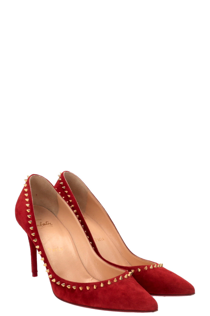 CHRISTIAN LOUBOUTIN Anjalina Spike Pumps Suede Red