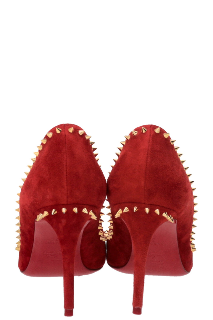 CHRISTIAN LOUBOUTIN Anjalina Spike Pumps Suede Red