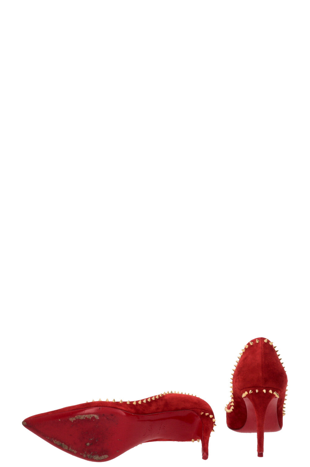 CHRISTIAN LOUBOUTIN Anjalina Spike Pumps Suede Red