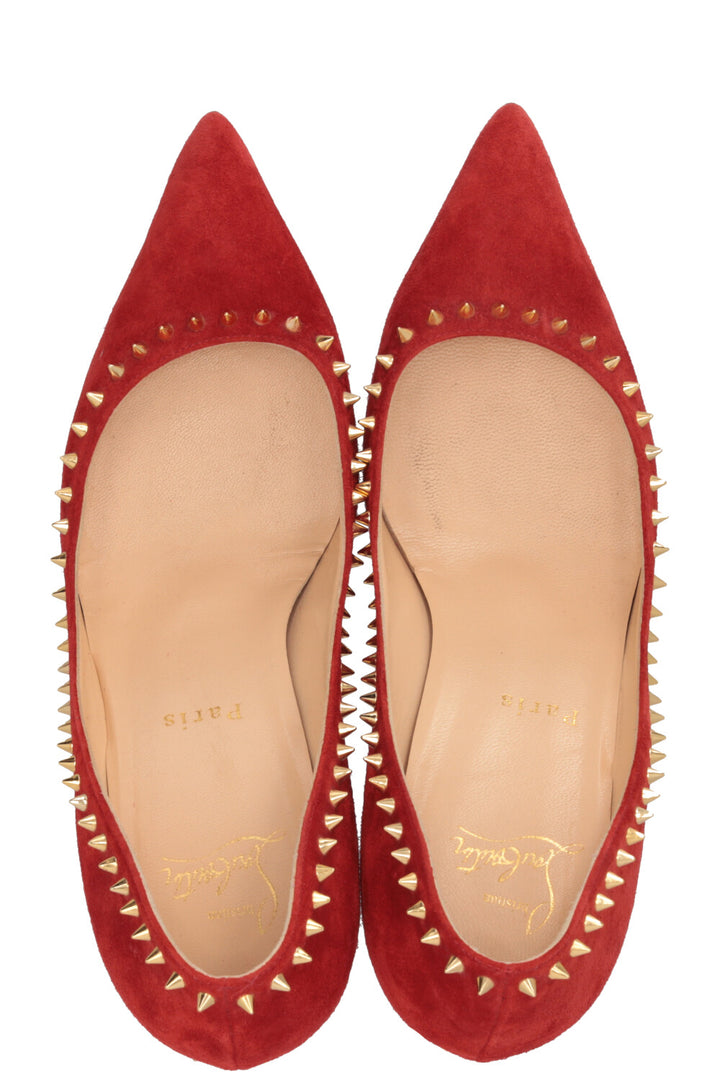 CHRISTIAN LOUBOUTIN Anjalina Spike Pumps Suede Red