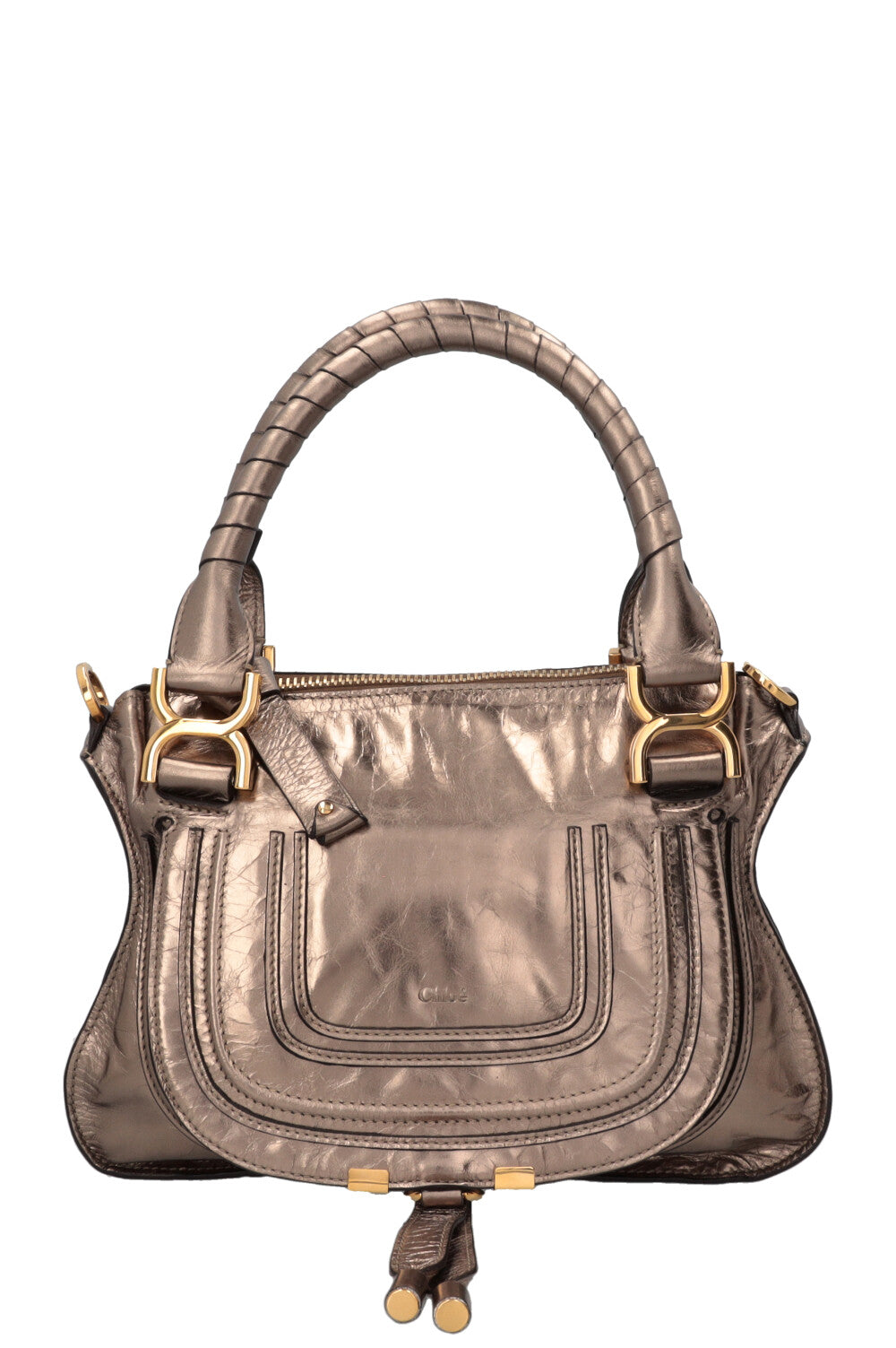 CHLOÉ Sac Double Carry Marcie Small Cuir Bronze