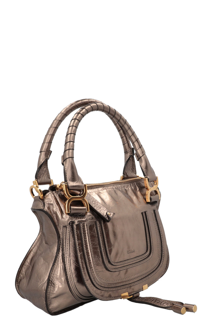 CHLOÉ Sac Double Carry Marcie Small Cuir Bronze