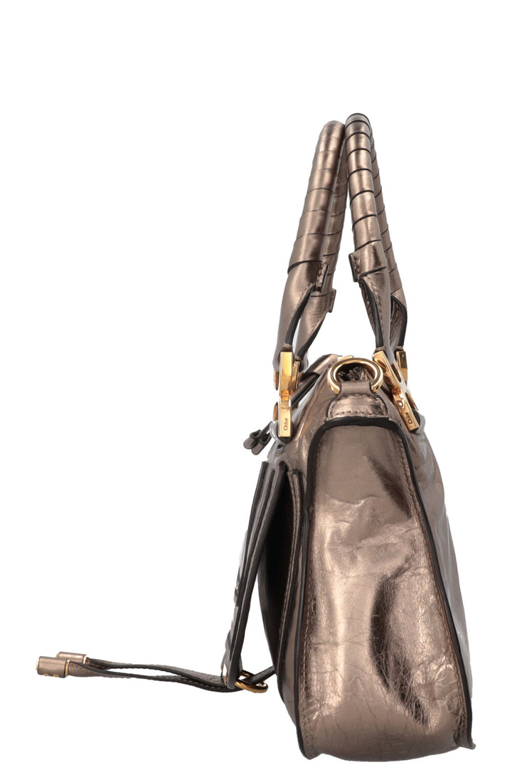 CHLOÉ Sac Double Carry Marcie Small Cuir Bronze
