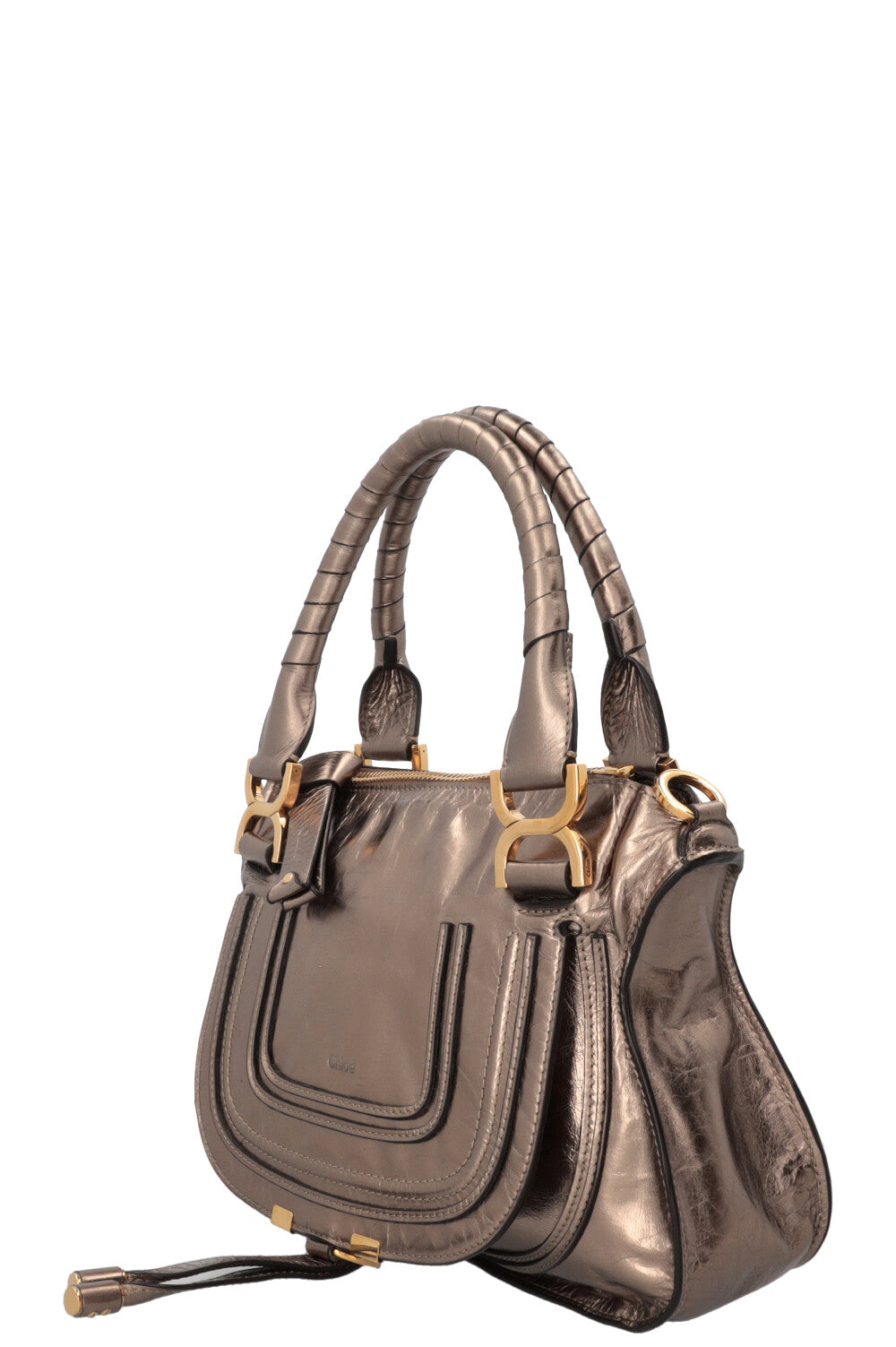 CHLOÉ Sac Double Carry Marcie Small Cuir Bronze