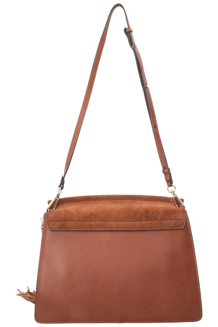 CHLOÉ Macramé Faye Crossbody Bag Suede Cognac