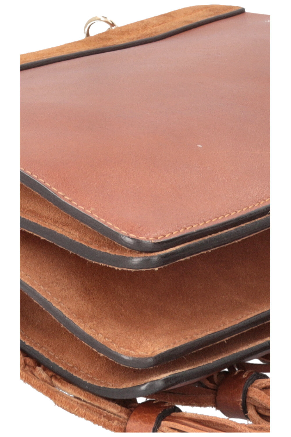 CHLOÉ Macramé Faye Crossbody Bag Suede Cognac