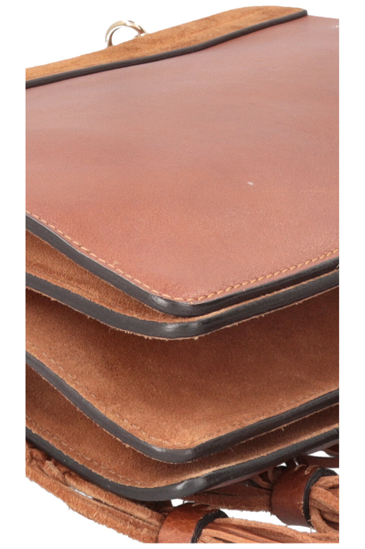CHLOÉ Macramé Faye Crossbody Bag Suede Cognac