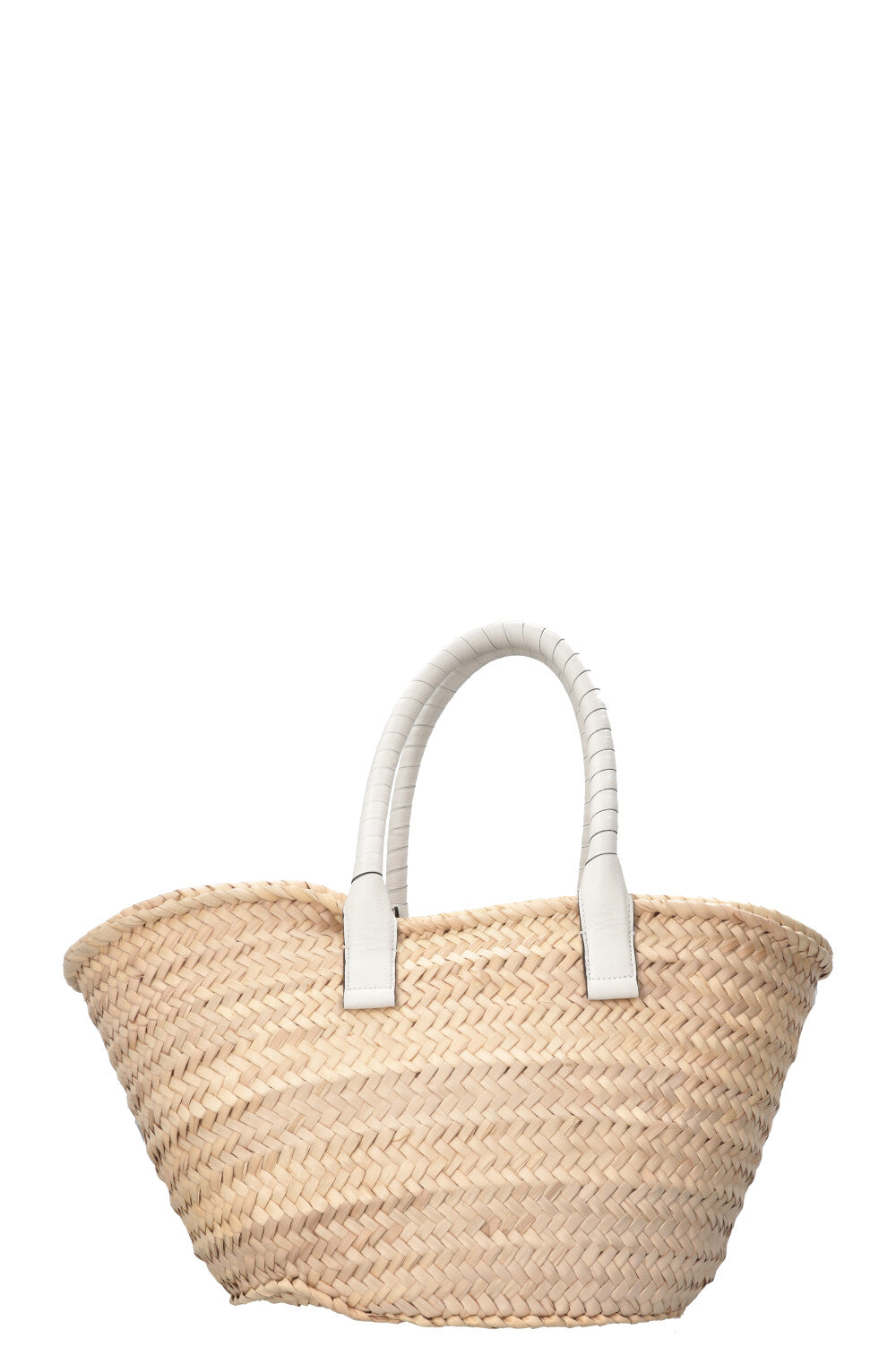 CHLOÉ Marcie Panier moyen en raphia et cuir blanc