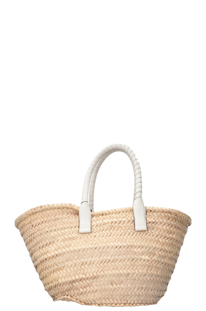 CHLOÉ Marcie Panier moyen en raphia et cuir blanc