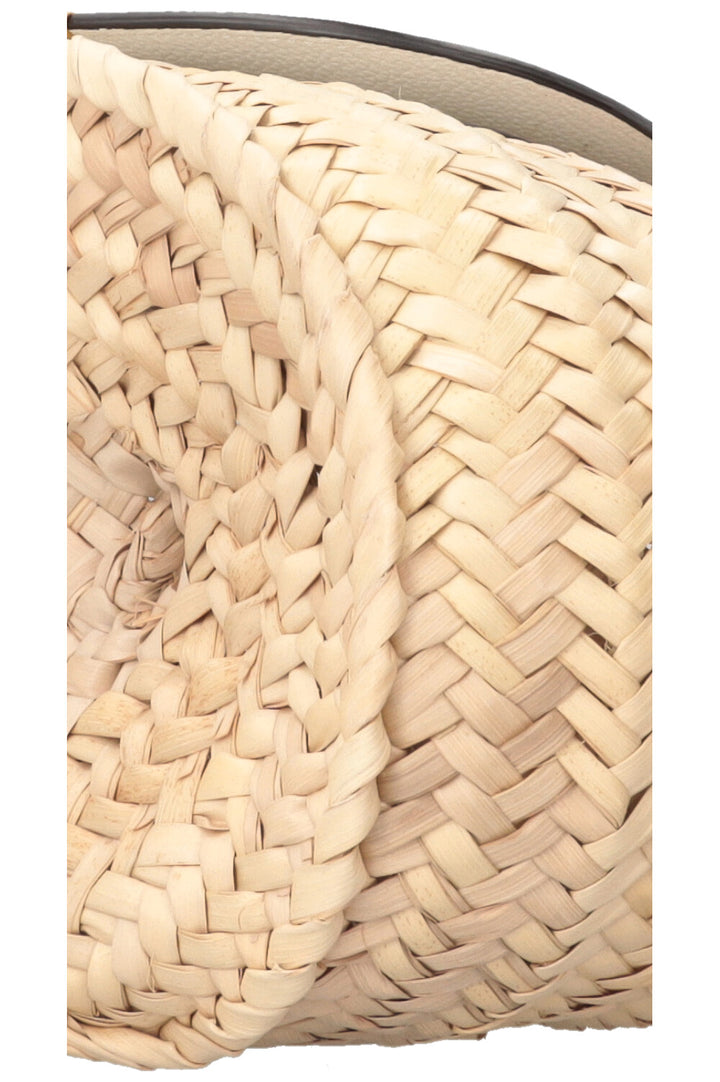 CHLOÉ Marcie Panier moyen en raphia et cuir blanc
