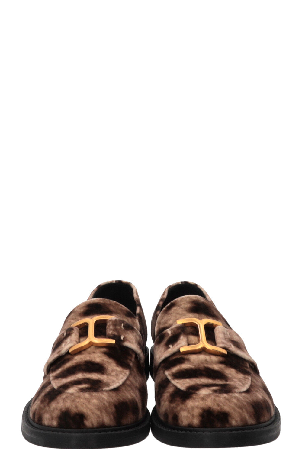 CHLOÉ Marcie Cheetah Print Loafers Velvet Beige