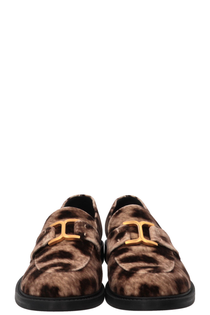 CHLOÉ Marcie Cheetah Print Loafers Velvet Beige