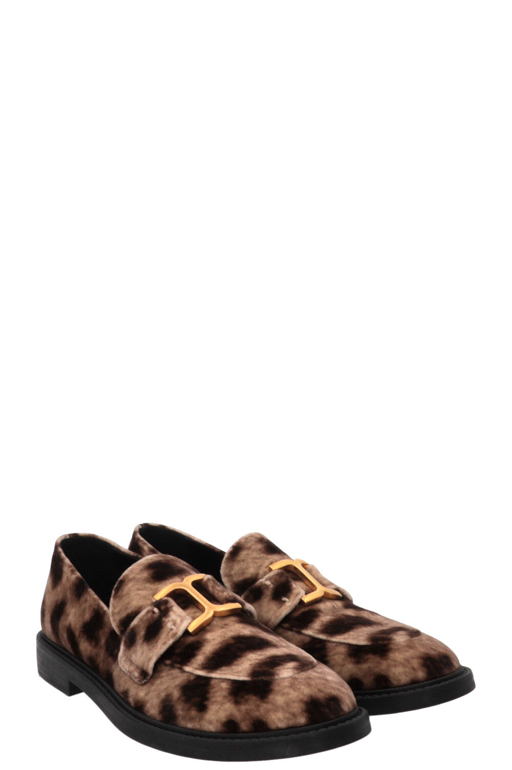 CHLOÉ Marcie Cheetah Print Loafers Velvet Beige