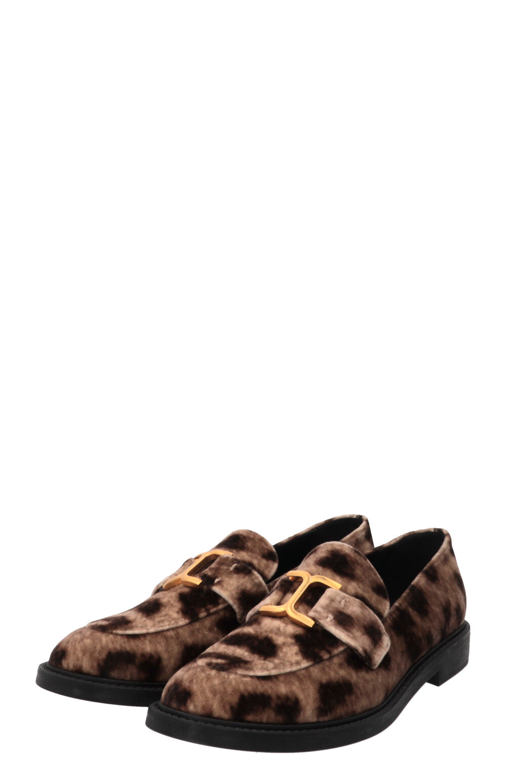CHLOÉ Marcie Cheetah Print Loafers Velvet Beige