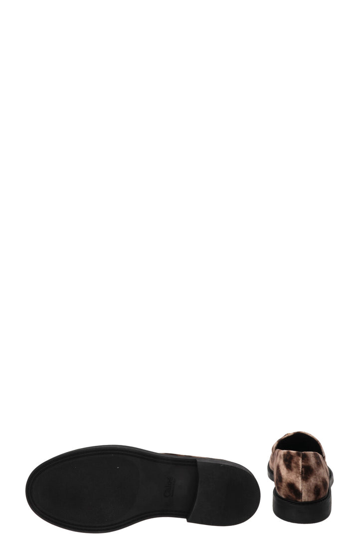 CHLOÉ Marcie Cheetah Print Loafers Velvet Beige