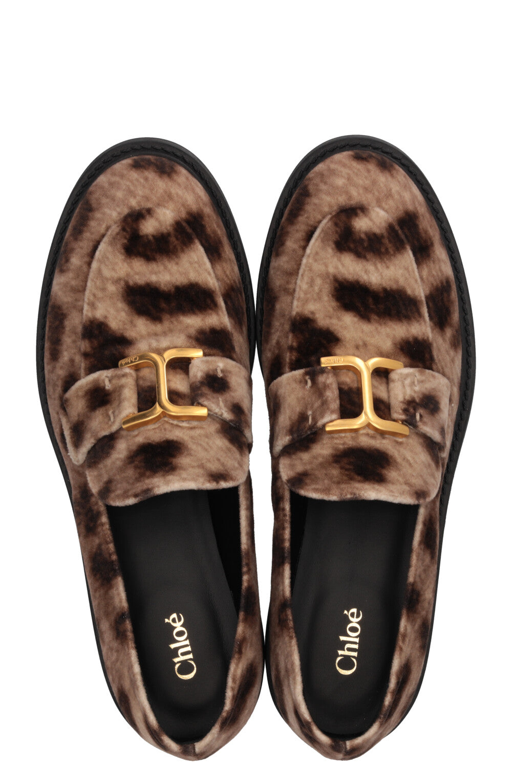CHLOÉ Marcie Cheetah Print Loafers Velvet Beige