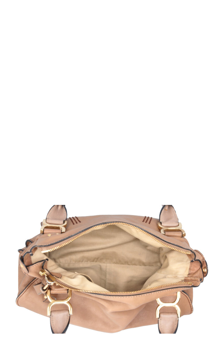 CHLOÉ Marcie Lock Tote Bag Leather Beige