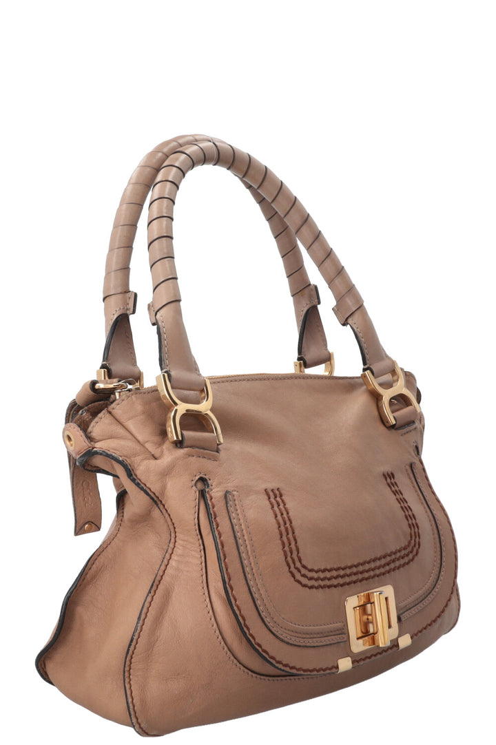 CHLOÉ Marcie Lock Tote Bag Leather Beige