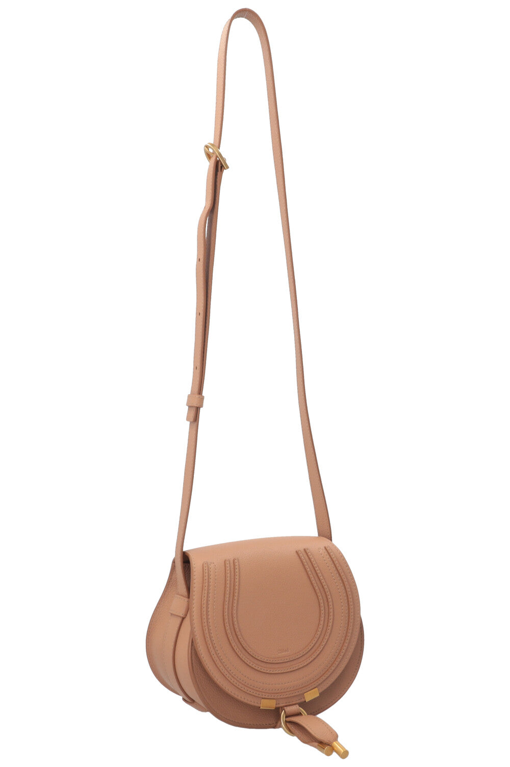 CHLOÉ Marcie Saddle Bag Small Grained Leather Light Tan