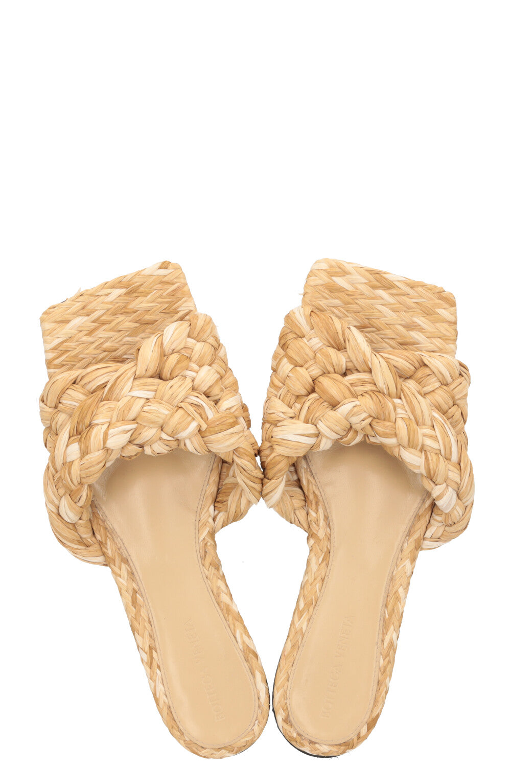BOTTEGA VENETA Raffia Stretch Mules Beige