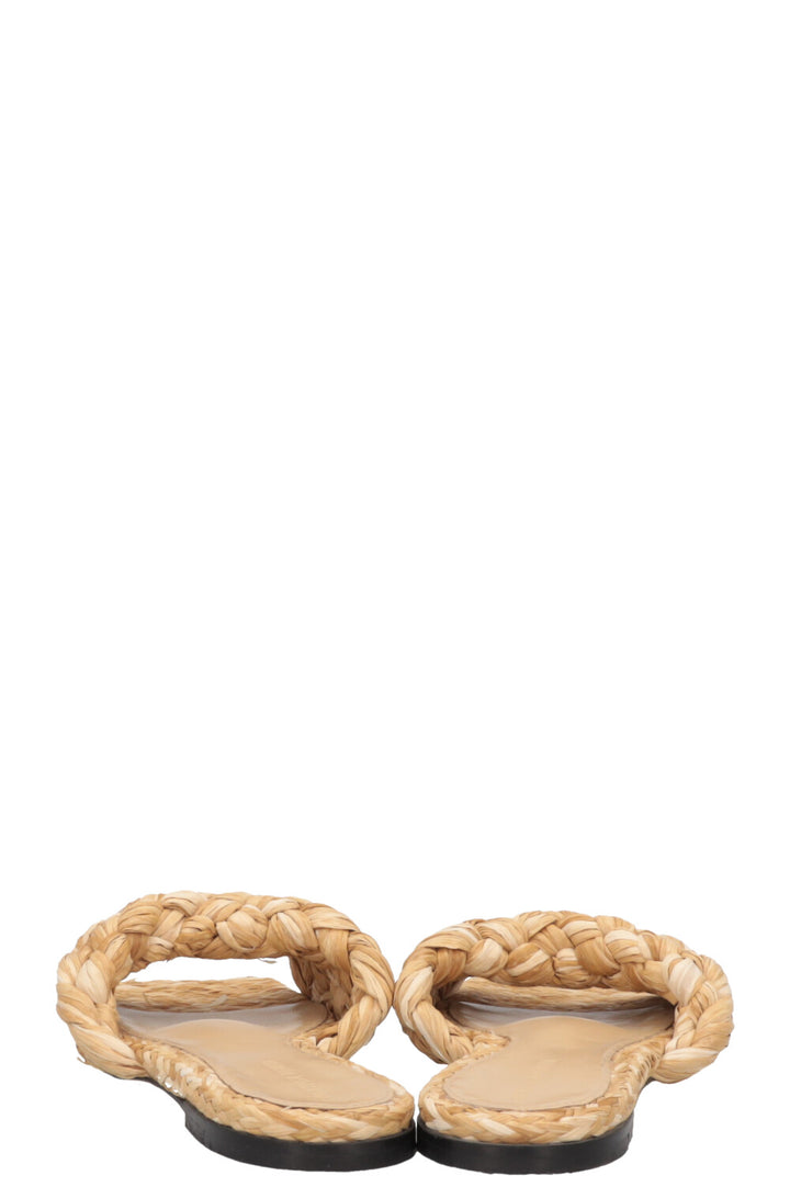 BOTTEGA VENETA Raffia Stretch Mules Beige