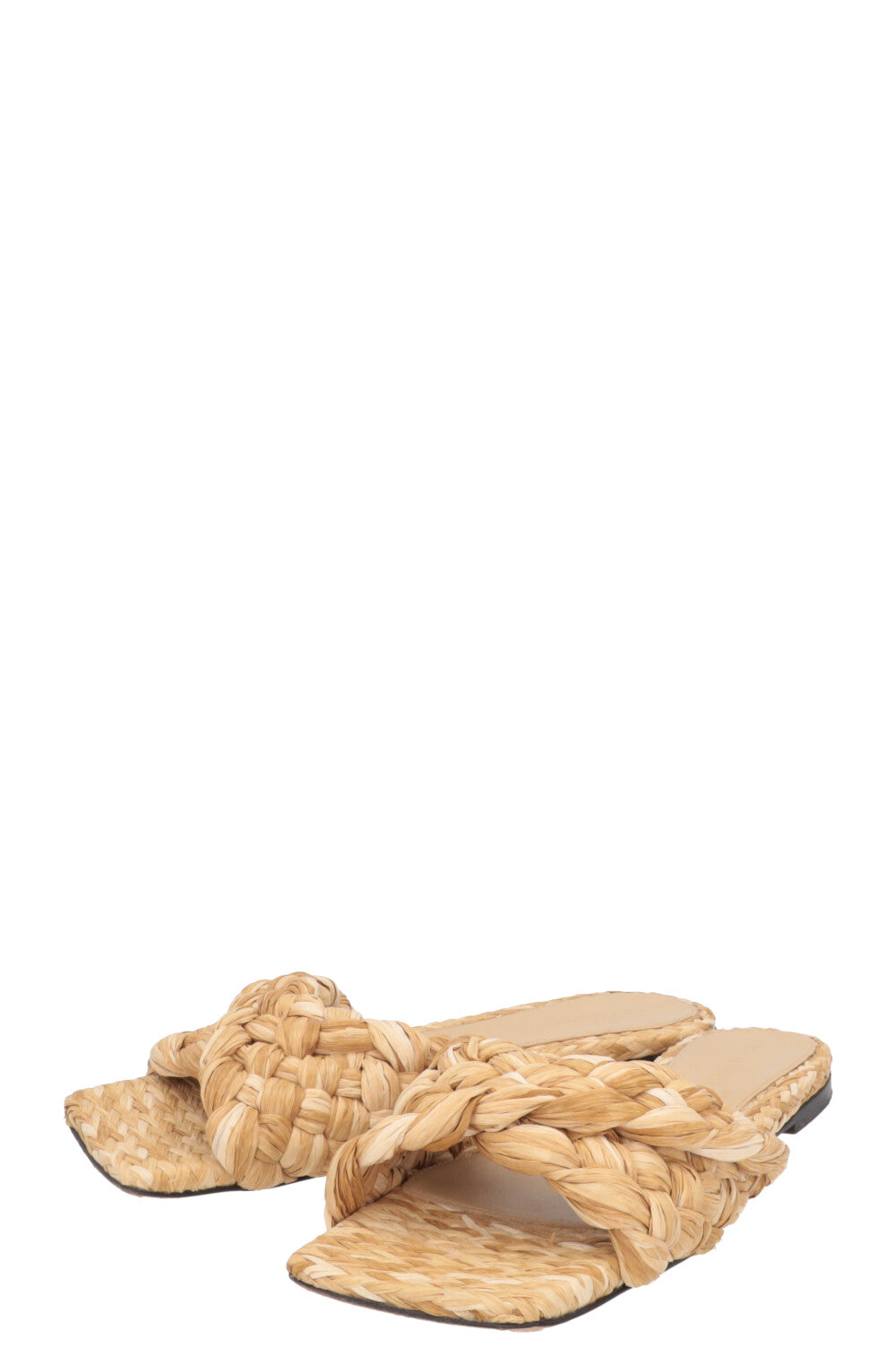 BOTTEGA VENETA Raffia Stretch Mules Beige