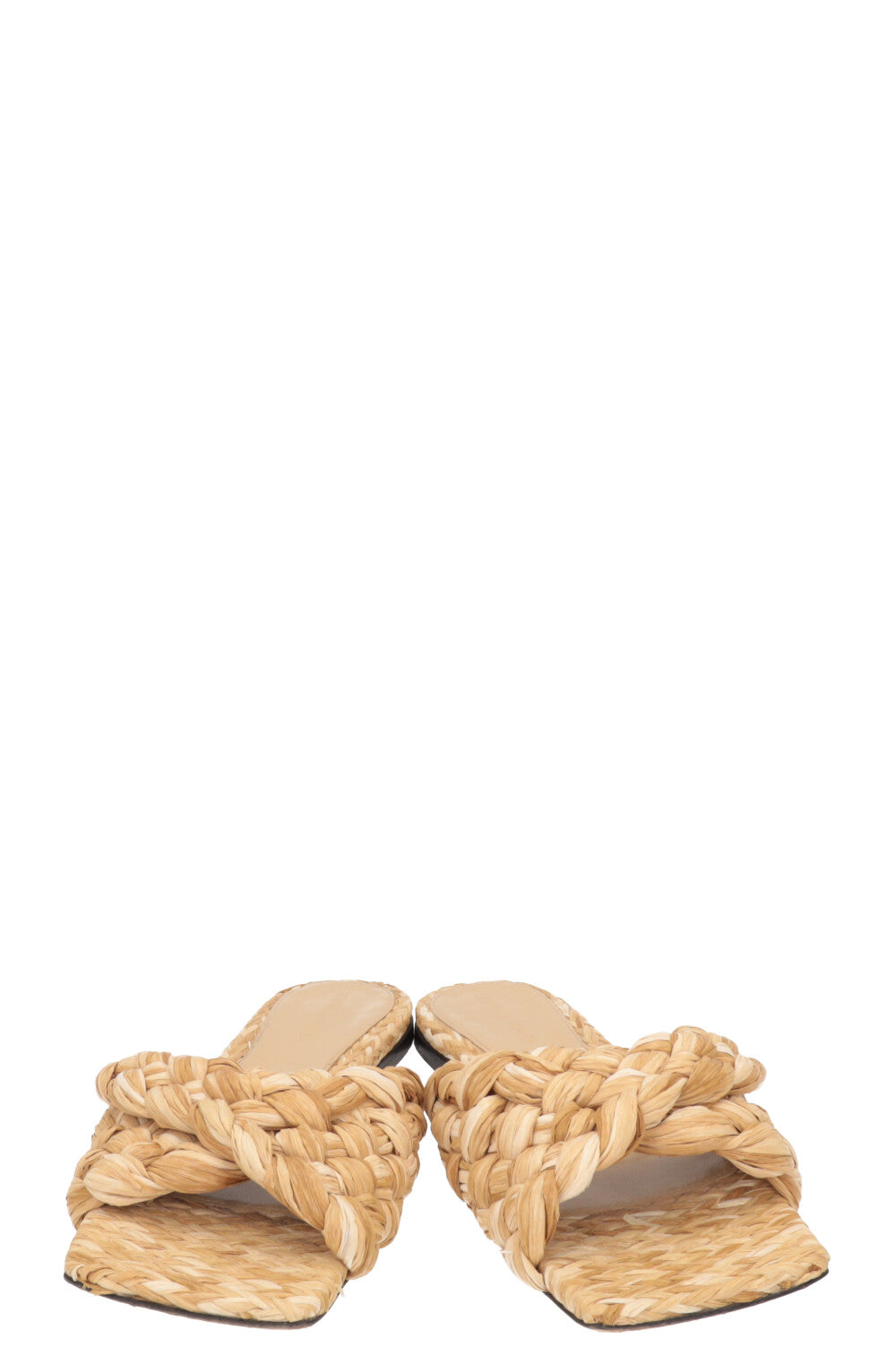 BOTTEGA VENETA Raffia Stretch Mules Beige