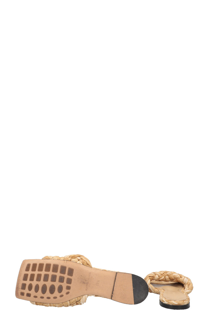 BOTTEGA VENETA Raffia Stretch Mules Beige
