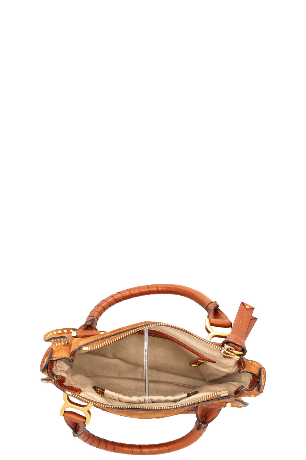 CHLOÉ Small Double Carry Marcie Bag Suede Cognac